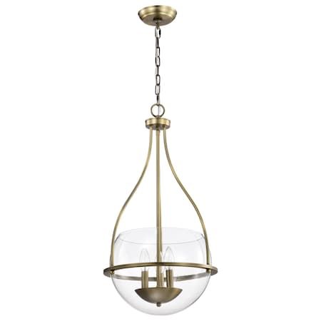Nuvo Amado 3-Light Pendant 14 in. Vintage Brass Clear Glass 60/7818